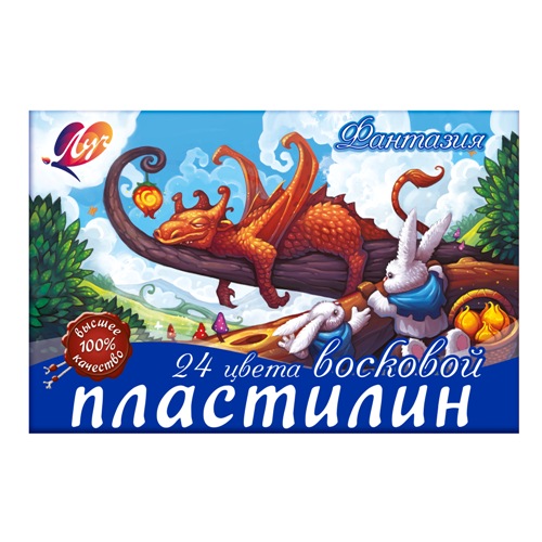 Пластилин 24цв 420гр ЛУЧ Фантазия восковой со стеком, арт. 25С 1525-08