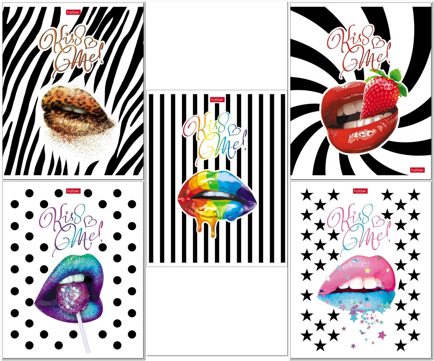Тетрадь А5 48л клетка ХАТБЕР Kiss me ассорти, арт. 48Т5В1