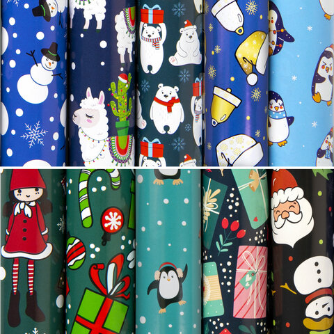 Бумага упаковочная 70*100см Snow Fun ЗОЛОТАЯ СКАЗКА рулон ассорти, арт. 591911