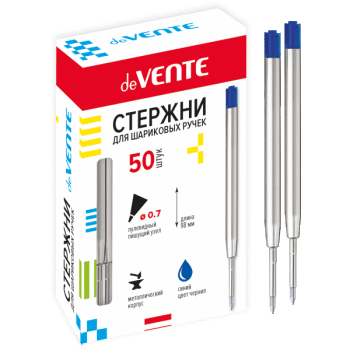 Стержень шариковый синий  98мм 0,7/0,5 deVENTE объемный металлический, арт. 5074800