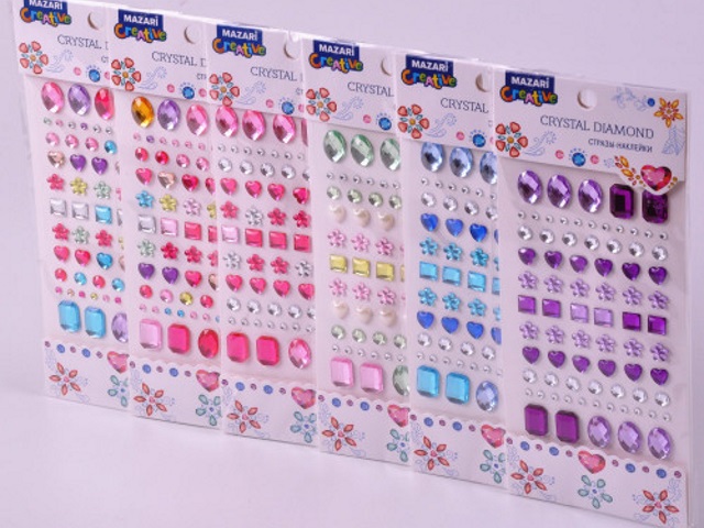 Наклейки-стразы акриловые 8*19 MAZARI ассорти, арт. M-8649