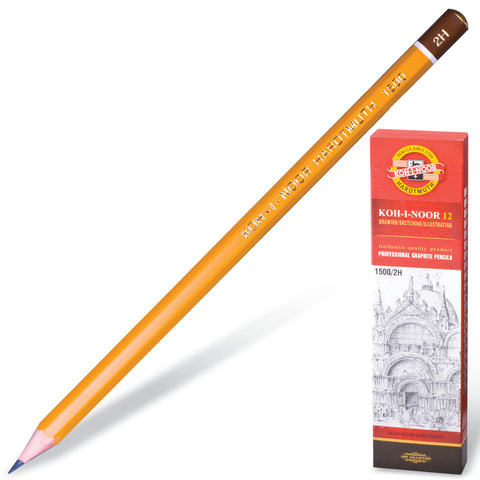 Карандаш чернографитный 2Н KOH-I-NOOR, арт. 1500-2H