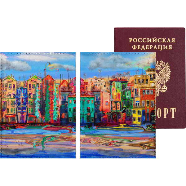 Обложка на паспорт deVENTE Fantastic City! искусственная кожа 1 отделение для визитки, арт. 1030135