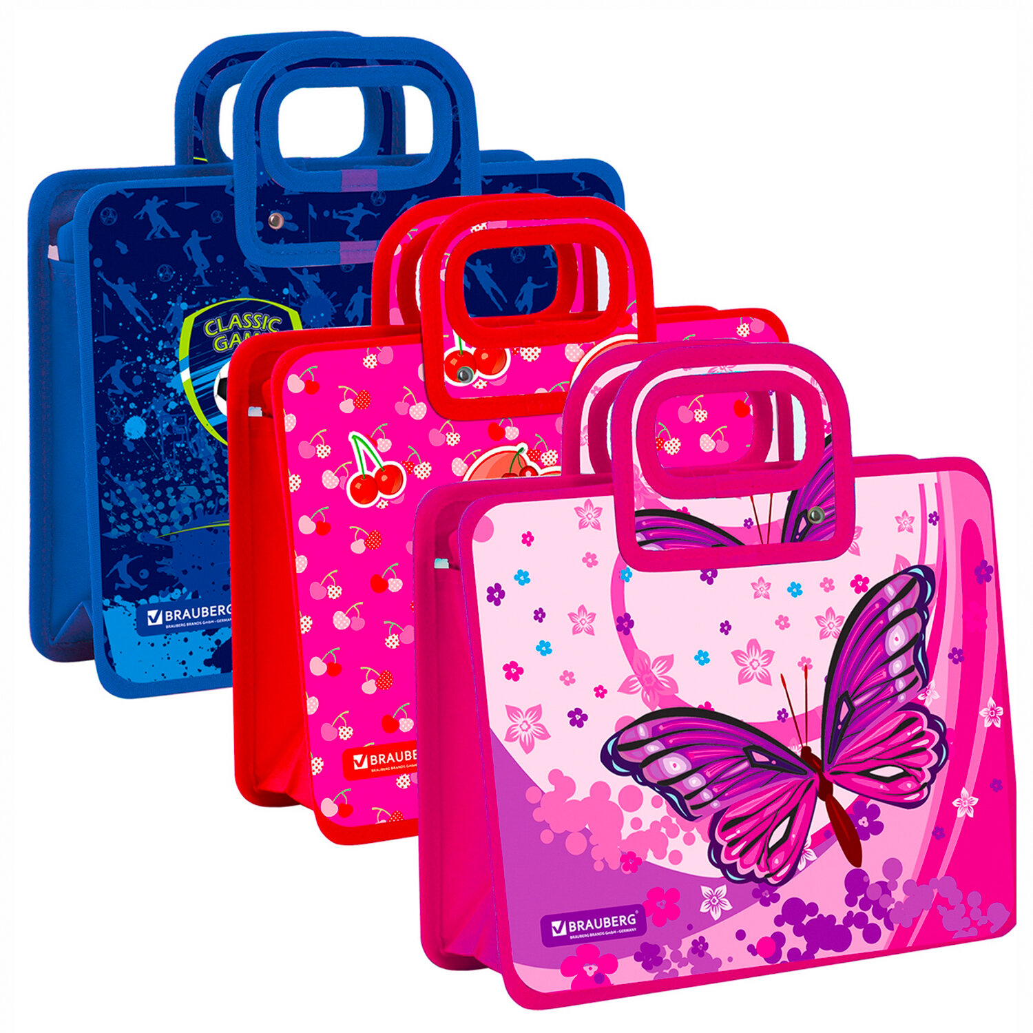 Папка для тетрадей А5+ на молнии с ручками BRAUBERG, арт. 221671