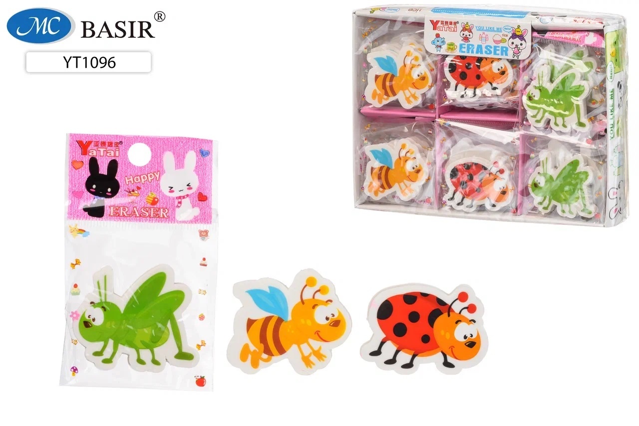 Ластик фигурный MC BASIR Насекомые ассорти, арт. YT-1096