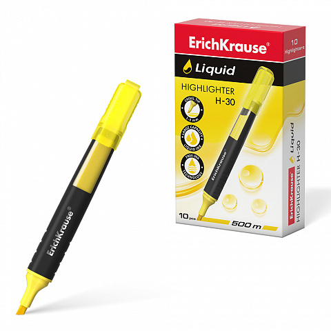 Маркер текстовой желтый 1-3мм ERICH KRAUSE Liquid H-30, арт. 47973
