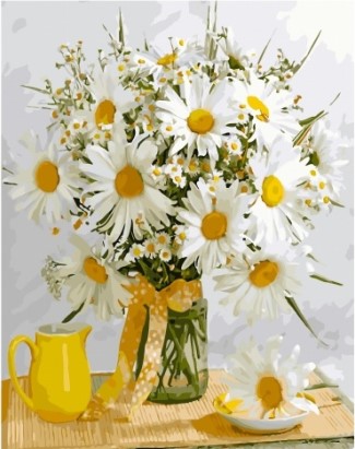 Картина по номерам с акриловыми красками на подрамнике 40*50 NN Букет из ромашек , арт. GX31878