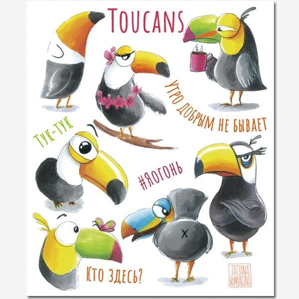 Тетрадь А5 48л клетка ПОЛИНОМ Глупые Птицы ассорти, арт. 3006