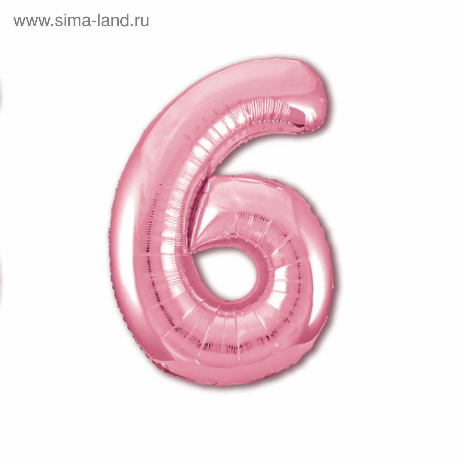 Шар фольгированный 40" Цифра 6 AGURA Slim фламинго, арт. 4824517