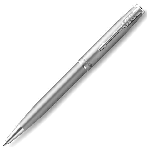 Ручка подарочная шариковая черная PARKER Sonnet K546 Stainless Steel CT корпус серебро в футляре, арт. 2146876