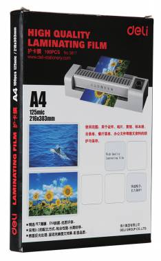 Пленка для ламинирования А4 216*303 125мкм DELI 100шт/упак, арт. E3817