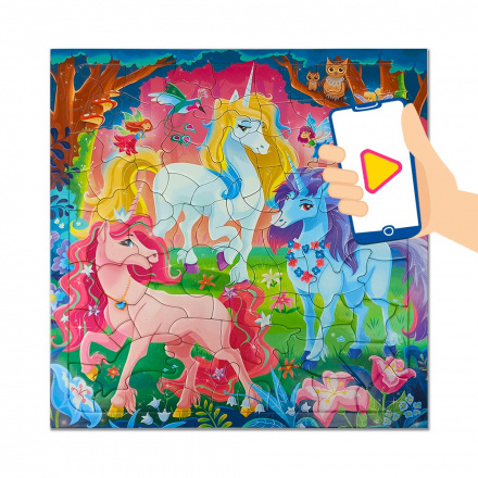 Пазлы 80 Единороги ГЕОДОМ с анимацией на подложке, арт. 0404