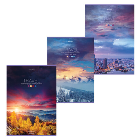 Тетрадь А4 96л клетка BRAUBERG Journey ассорти, арт. 404064