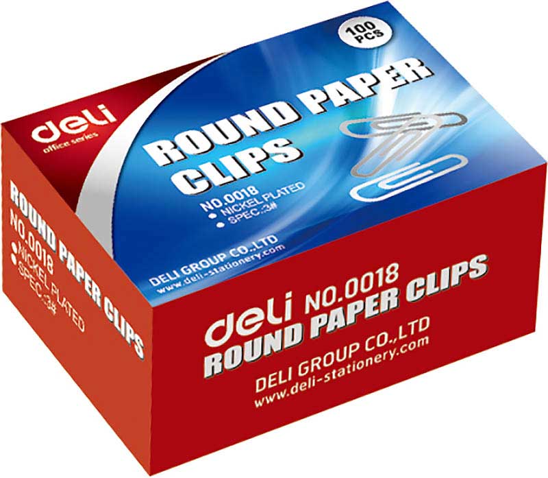 Скрепки канцелярские 29мм 100шт/уп никелированные DELI, арт. E0018
