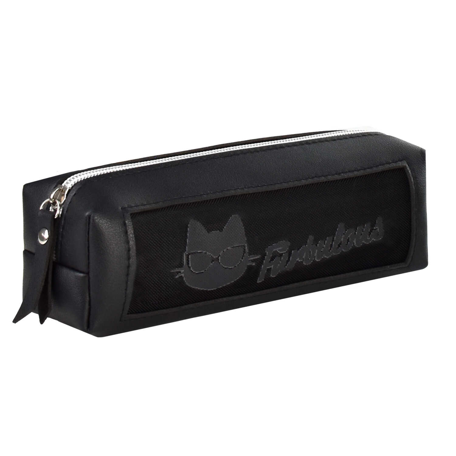 Пенал 1 отделение ФЕНИКС Кот искусственная кожа черный, арт. 61314