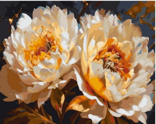 Картина по номерам с акриловыми красками на подрамнике 40*50 NN Золотые пионы , арт. US10262