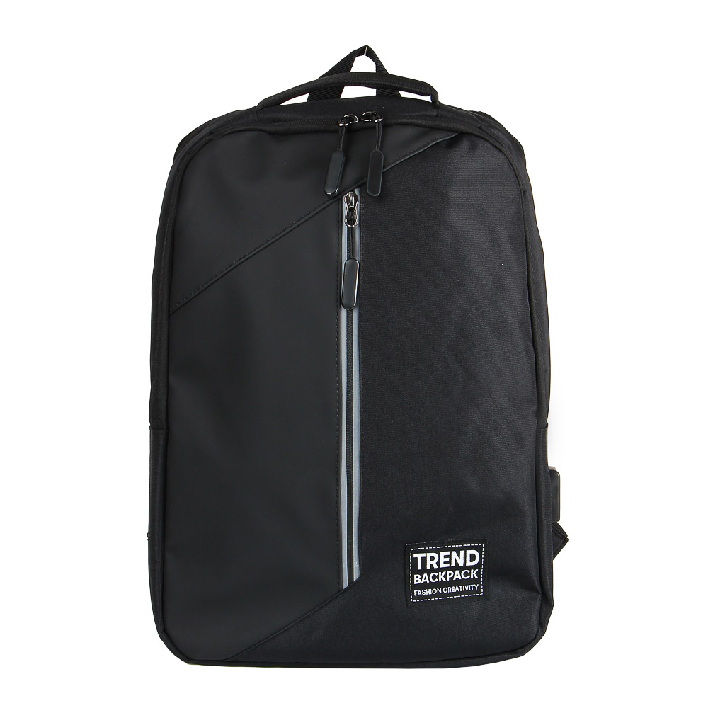 Рюкзак подростковый CLIP STUDIO черный USB-выход мягкий уплотненная спинка, арт. 254-596