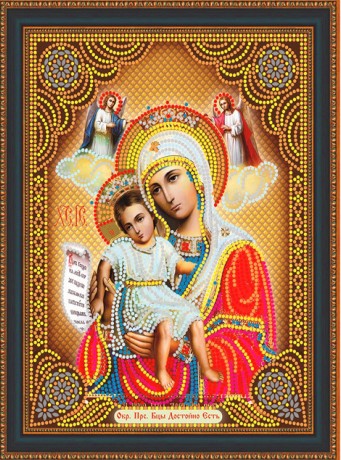 Набор для творчества Алмазная мозаика 27*33 на подрамнике Богородица частичная выкладка NN, арт. LP109