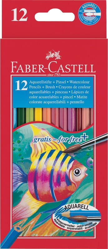 Карандаши цветные акварельные 12цветов FABER-CASTELL Рыбки + кисть, арт. 114413