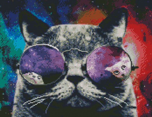 Набор для творчества Алмазная мозаика 40*50 на подрамнике Кот в очках NN, арт. US0139
