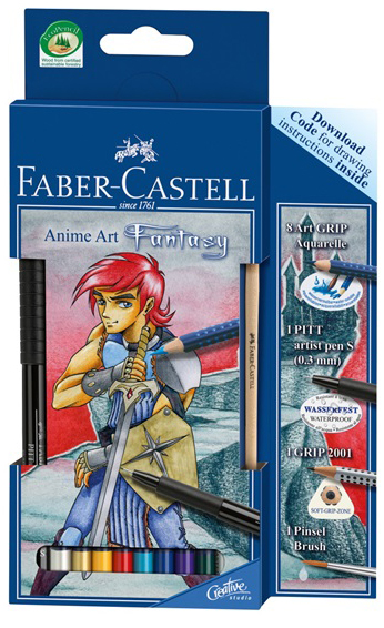 Карандаши цветные акварельные 8цветов FABER-CASTELL Art Grip + кисть, арт. 114484