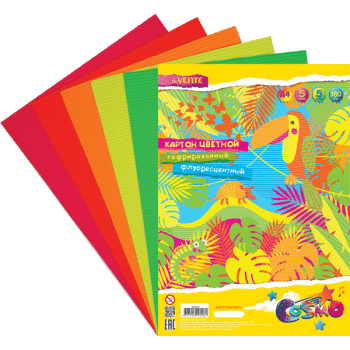 Картон цветной гофрированный флуоресцентный А4 5цв 5л deVENTE, арт. 8040518