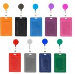 Бейдж вертикальный с рулеткой MC BASIR искусственная кожа+2 кармана ассорти, арт. МС-6302