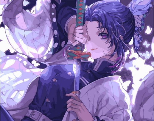 Картина по номерам с акриловыми красками 40*50 на подрамнике Девушка аниме с мечом NN, арт. GX45338