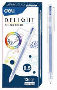 Ручка гелевая DELI Delight узел 0,5 автоматическая корпус матовый темно-синяя, арт. EG118-DB