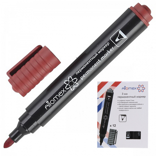 Маркер перманентный красный круглый 3мм ATTOMEX , арт. 5043502