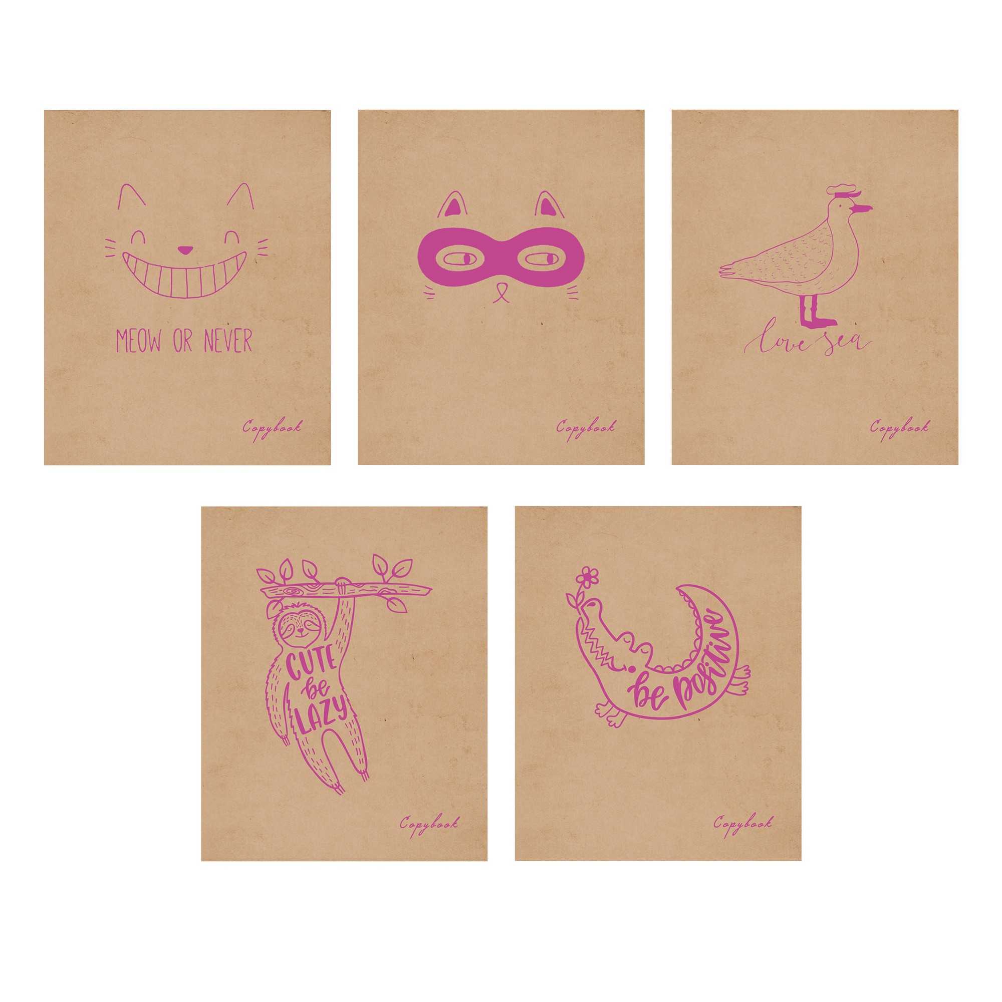 Тетрадь А5 48л клетка UNNIKA Funny Pink крафт обложка ассорти, арт. ТКК486734