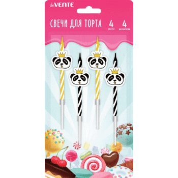 Свечи для торта 4шт deVENTE Панда, арт. 9060102