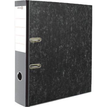 Папка с арочным механизмом А4 7,5см ATTOMEX Lite с металлическим уголком мрамор черная, арт. 3090917