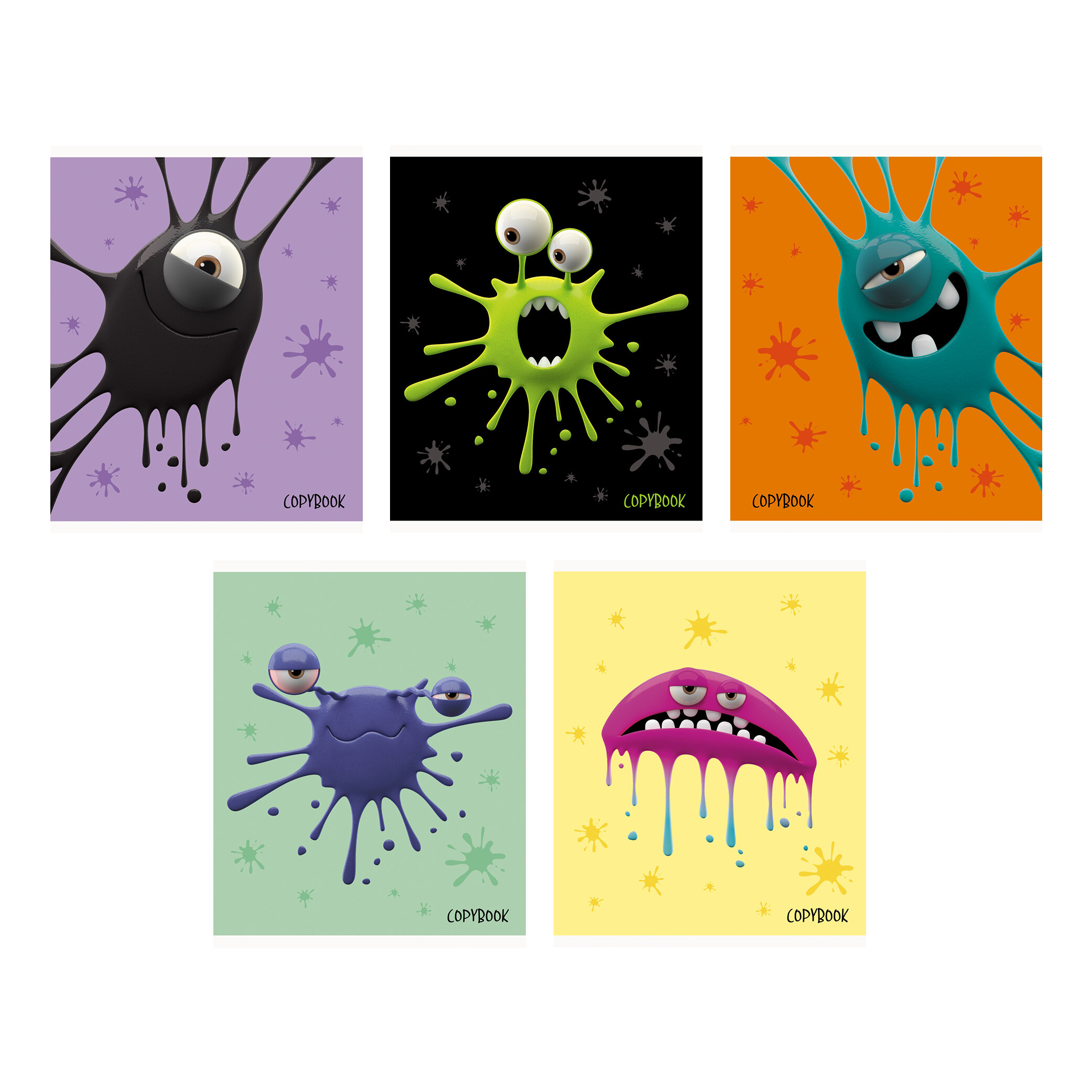 Тетрадь А5 48л клетка LISTOFF Смешные кляксы ассорти, арт. ТК487821