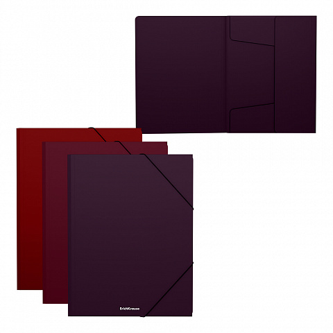 Папка на резинках А5+ ERICH KRAUSE Matt Blackberry Marsala ассорти, арт. 55086