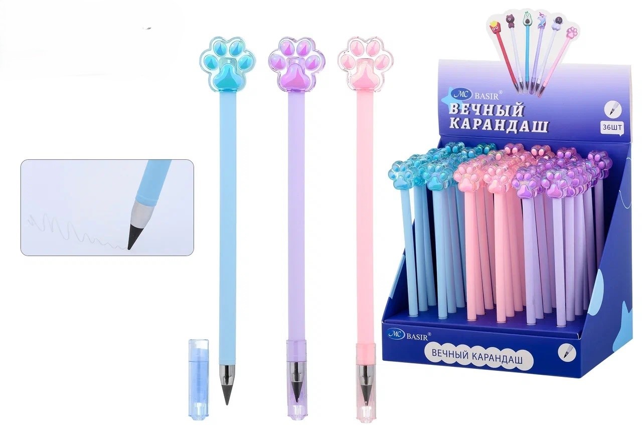 Карандаш вечный с фигуркой MC BASIR Лапки корпус ассорти , арт. МС-6972