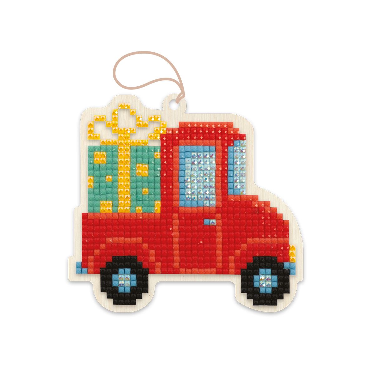 Набор для творчества Алмазная мозаика Подвеска ФРЕЯ Машинка с подарком 8,5*8 дерево, арт. ALVP-017