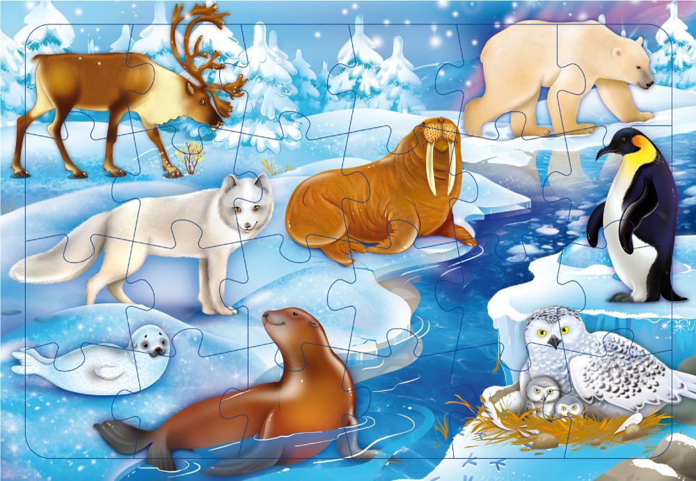 Пазлы 24 В снегах ГЕОДОМ на подложке, арт. 2722