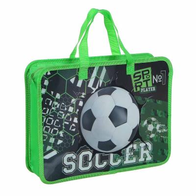 Папка для тетрадей А4 на молнии c ручками CLIP STUDIO Соккер дно с расширением до 8см, арт. 236-083