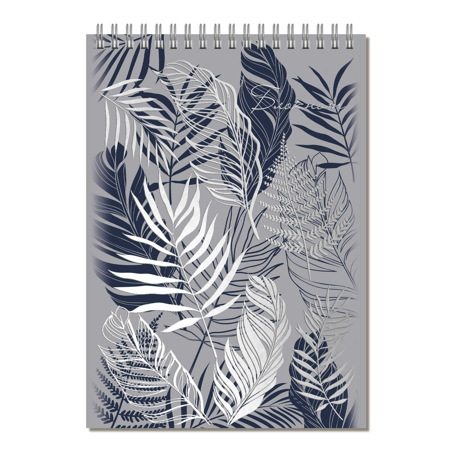 Блокнот А5 80л клетка спираль ФЕНИКС Листья, арт. 64447