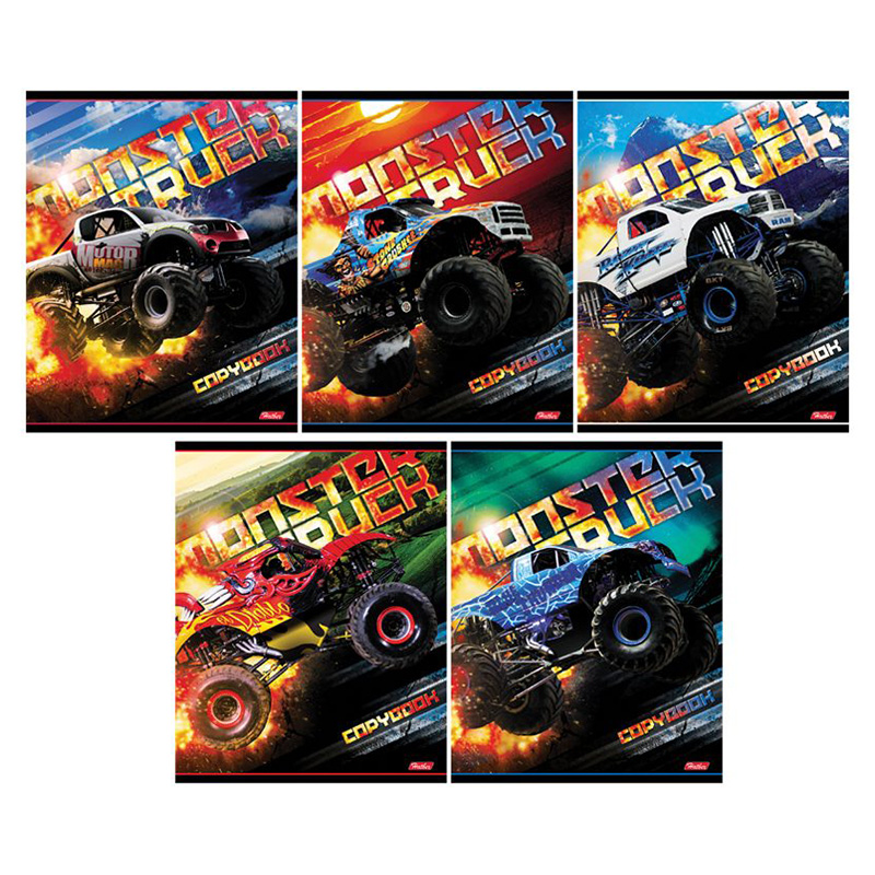 Тетрадь А5 24л клетка ХАТБЕР MonsterTruck ассорти, арт. 24Т5В1