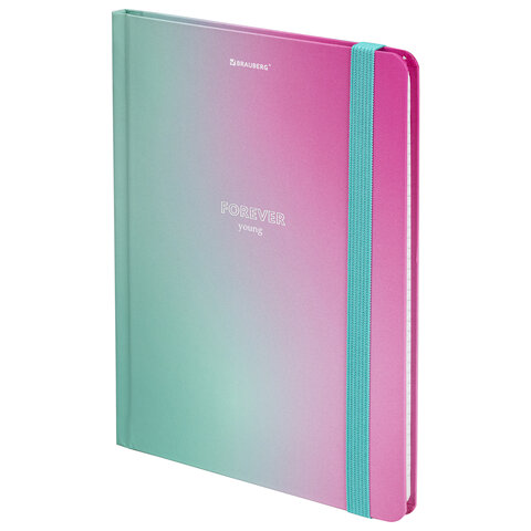 Блокнот А5 96л клетка BRAUBERG Градиент твердая обложка на резинке, арт. 113732