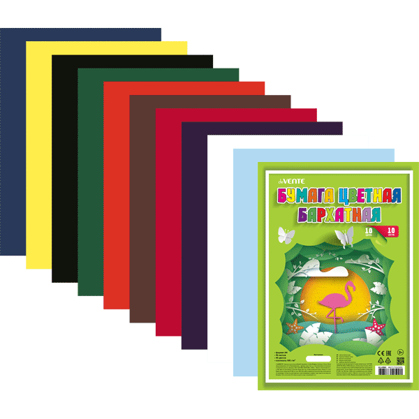Бумага цветная бархатная А4 10цв 10л deVENTE, арт. 8114902