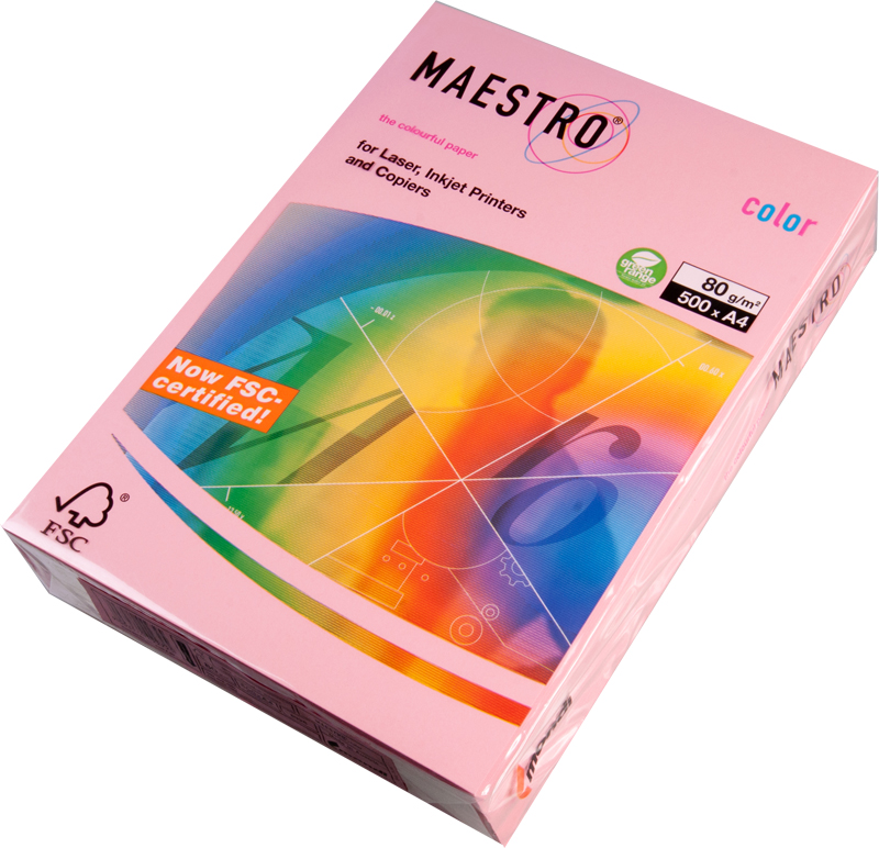 Бумага для офисной техники цветная А4  80г/м2 розовая MAESTRO COLOR 500л, арт. PI 25