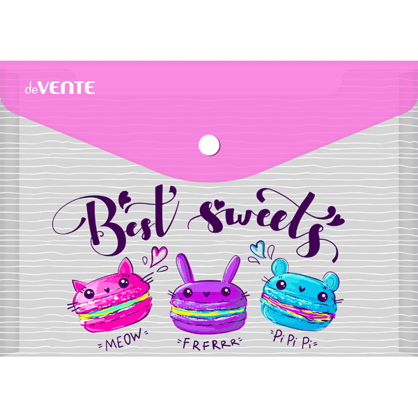 Папка конверт на кнопке А5 150мкм deVENTE Sweet Trio, арт. 3079135
