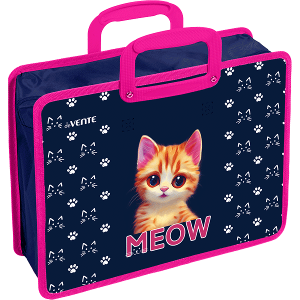 Папка для тетрадей А4 на молнии c ручками deVENTE Meow дно с расширением до 10см, арт. 8054476