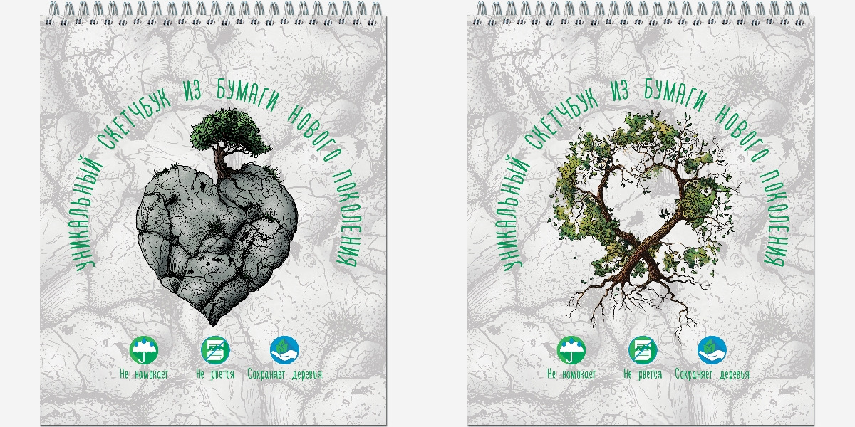 Блокнот/скетчбук 170*200 20л 200г/м2 спираль ПОЛИНОМ Антидождь синтетическая бумага , арт. 2727