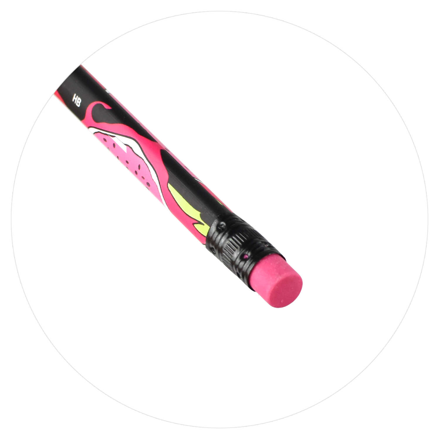 Карандаш чернографитный с ластиком трехгранный черное дерево HB ФЕНИКС Тропические фрукты корпус ассорти, арт. 63682