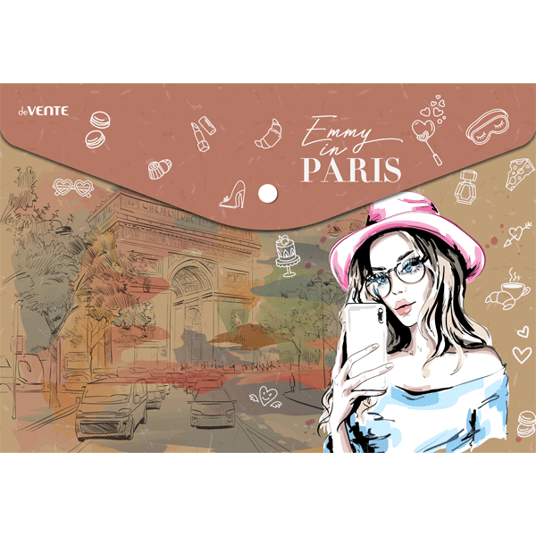 Папка конверт на кнопке А4 180мкр deVENTE Emmy in Paris, арт. 3071216