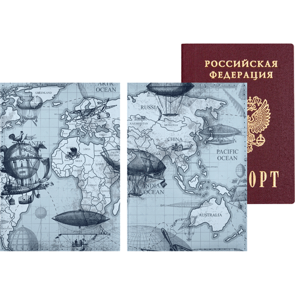 Обложка на паспорт deVENTE Винтажная карта мира искусственная кожа 1 отделение для визитки, арт. 1030124